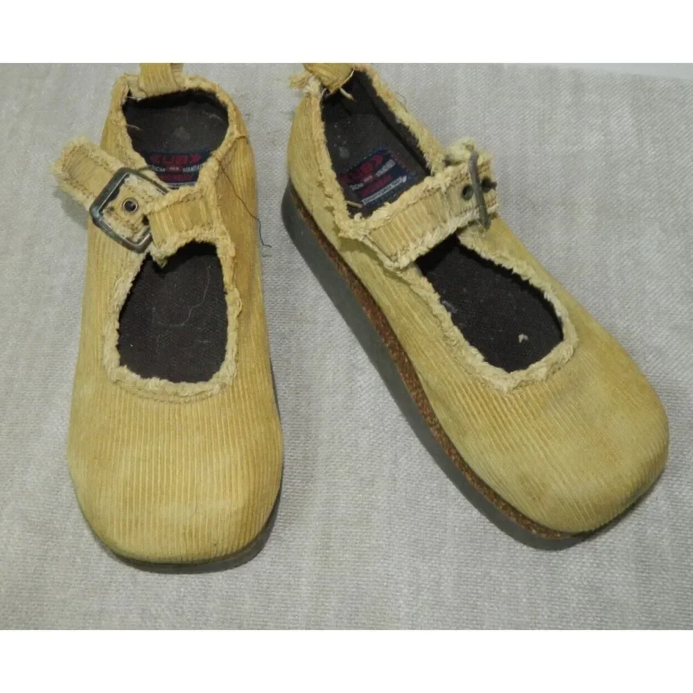 Unionbay Mary Jane Size 6.5 Beige Corduroy Cork Platform Vintage Y2K 2000s Geene